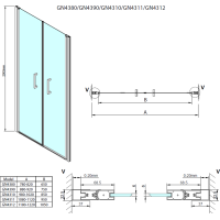 Gelco LORO sprchové dvere dvojkrídlové 1000mm, číre sklo GN4310
