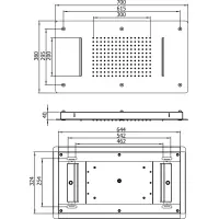 Sapho Stropná sprcha do podhľadu s dvoma kaskádami, 700x380mm, nerez lesk MS343