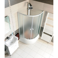 Aqualine ARLEN štvrťkruhová sprchová zástena 800x800x1500 mm, sklo Brick BTR803