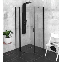 Polysan ZOOM LINE BLACK štvrťkruhová sprchová zástena 900x900mm, číre sklo, ľavá ZL2615BL