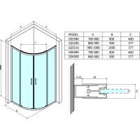 Gelco SIGMA SIMPLY štvrťkruhová sprchová zástena 800x800 mm, R550, číre sklo GS5580