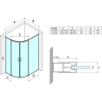 Gelco SIGMA SIMPLY štvrťkruhová sprchová zástena 1000x800 mm, R550, L/R, číre sklo GS1080