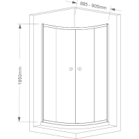 Aqualine ARLETA štvrťkruhová sprchová zástena 900x900mm, číre sklo HLS900Y