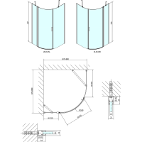 Polysan ZOOM LINE štvrťkruhová sprchová zástena 900x900mm, číre sklo, ľavá ZL2615L