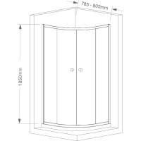 Aqualine ARLETA štvrťkruhová sprchová zástena 800x800mm, číre sklo HLS800Y