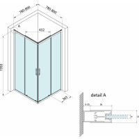 Bruckner BORG štvorcová sprchová zástena 800x800x1950 mm, číre sklo 751.180.1