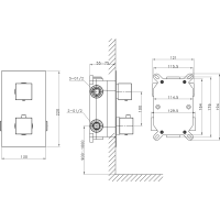 Sapho LATUS podomietková sprchová termostatická batéria, box, 3 výstupy, chróm 1102-63