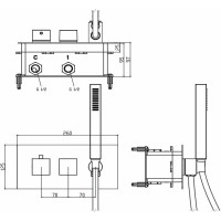 Sapho LATUS podomietková sprchová termostatická batéria vr. sprchy, 2/3 výstupy, chróm 1102-45