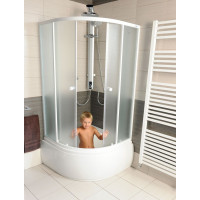 Aqualine ARLEN štvrťkruhová sprchová zástena 800x800x1500 mm, sklo Brick BTR803