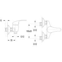 Aqualine AQUALINE 35 nástenná sprchová batéria, rozteč 100mm, chróm 52156