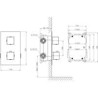 Sapho LATUS podomietková sprchová termostatická batéria, box, 2 výstupy, chróm 1102-62