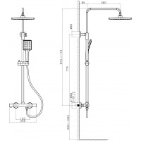 Sapho DARK sprchový stĺp s termostatickou batériou, chróm KJ139