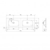 Sapho TREOS dvojumývadlo 151, 6x51, 3 cm, rockstone, biela mat TS152-0101