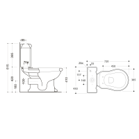 Kerasan RETRO WC kombi misa 38, 5x72cm, zadný odpad, čierna mat 101331