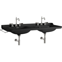 Kerasan WALDORF keramické dvojumývadlo 150x55cm, čierna mat 4143K7