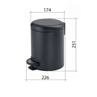 Gedy POTTY odpadkový kôš 3l, Soft Close, čierna mat 320914