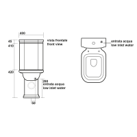 Kerasan WALDORF WC kombi misa 40x68cm, spodný/zadný odpad, čierna mat 411731