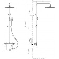 Sapho DARK sprchový stĺp s termostatickou batériou, čierna mat KJ639