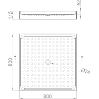 NOFER Sprchová vanička 800x115x800 mm, nerez mat 13055.2.S