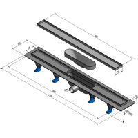 Polysan TILE podlahový žľab s nerezovým roštom pre dlažbu, L-720mm, DN40 72837