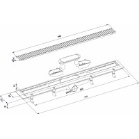 Bruckner Podlahový žľab s nerezovým roštom, L-710, DN50 700.157.2