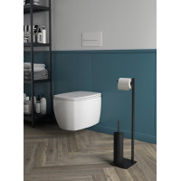 Gedy ARTU stojan s držiakom na toaletný papier a WC štetkou, hranatý, čierna mat 113214