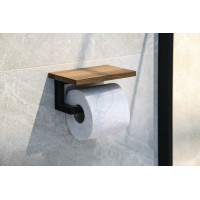 Sapho SKA držiak toaletného papiera s poličkou 15x8x10cm, čierna mat/dub SKA421
