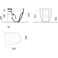 GSI PURA WC misa stojaca, Swirlflush, 36x50cm, spodný/zadný odpad, biela ExtraGlaze 880411