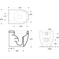 Kerasan FLO WC misa stojaca, 36x51, 5cm, spodný/zadný odpad, biela 311601