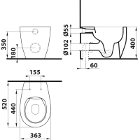 Isvea SENTIMENTI stojace WC Rimless, 36x52 cm, biela 10SM10004SV