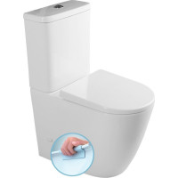 Sapho TURKU RIMLESS WC kombi zvýšený sedák, spodný/zadný odpad, biela PC104WR