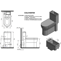 Aqualine HYGIE WC kombi s umývadlom, zadný/spodný odpad, biela PB104W