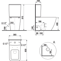 Sapho PORTO RIMLESS WC kombi, spodný/zadný odpad, biela PC102WR