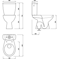 Aqualine MIGUEL WC kombi, dvojtlačidlo 3/6l, spodný odpad, biela LC2258