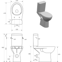 Sapho HANDICAP WC kombi zvýšený sedák, Rimless, zadný odpad, biela K11-0221