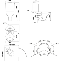 Aqualine CLIFTON rohové WC kombi, dvojtlačítko 3/6l, zadný/spodný odpad, biela FS1PK