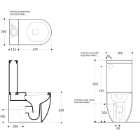 Kerasan FLO WC kombi misa 36x60cm, spodný/zadný odpad, biela 311701