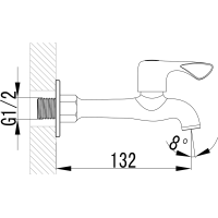 Aqualine Nástenný ventil 1/2", dlhý, chróm ZY12062