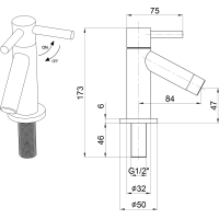 Aqualine Stojankový guľový ventil 1/2", 128mm, chróm ZY12045