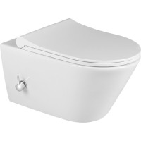 Sapho AVVA CLEANWASH závesná WC misa, Rimless, integrovaná batéria a bidet. spŕška, 35, 5x53cm, biela 100315