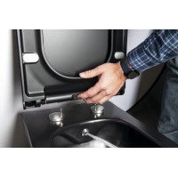 Sapho AVVA CLEANWASH závesná WC misa, Rimless, integrovaná batéria a bidet. spŕška, 35, 5x53cm, čierna mat 100315-110