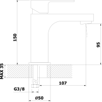 Bruckner SIEGER stojanková umývadlová batéria bez výpuste, výška 150mm, chróm 914.002.1