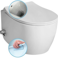 Isvea SENTIMENTI CLEANWASH závesná WC misa, Rimless, integrovaný ventil a bidet. spŕška, 36x51cm, biela 10ARS1010