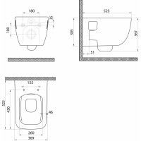 Bruckner WALTER závesná WC misa, Rimless, 37x52, 5cm, biela 201.502.0