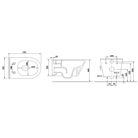 Sapho AVVA CLEANWASH závesná WC misa, Rimless, integrovaná batéria a bidet. spŕška, 35, 5x53cm, biela 100315