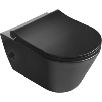 Sapho AVVA CLEANWASH závesná WC misa, Rimless, integrovaná batéria a bidet. spŕška, 35, 5x53cm, čierna mat 100315-110
