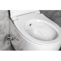 Isvea SENTIMENTI CLEANWASH závesná WC misa, Rimless, integrovaný ventil a bidet. spŕška, 36x51cm, biela 10ARS1010