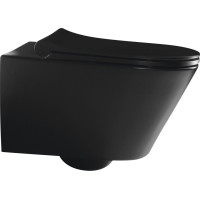 Sapho AVVA CLEANWASH závesná WC misa, Rimless, s bidetovou sprškou, 35, 5x53cm, čierna mat 100312-110