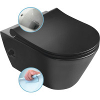 Sapho AVVA CLEANWASH závesná WC misa, Rimless, integrovaná batéria a bidet. spŕška, 35, 5x53cm, čierna mat 100315-110