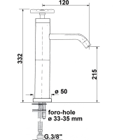 Sapho INDUSTRY stojanková umývadlová batéria vysoká bez výpuste, výška 332 mm, chróm / čierna 5102LTT